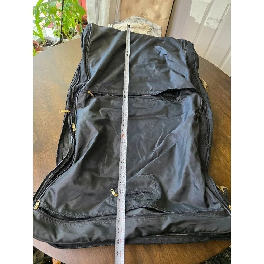 Verdi Tweed & Leather Folding 2-Suiter Garment Bag with Shoulder Strap